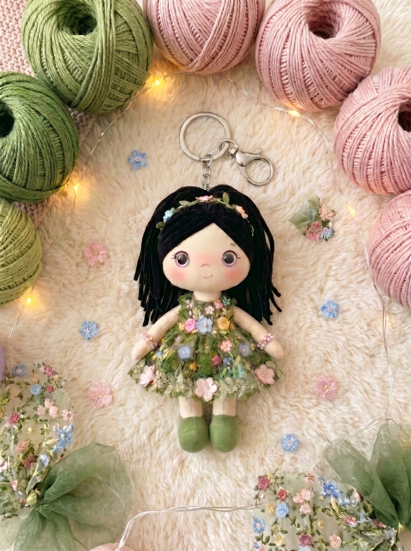 Botanical Garden keychain with silver hardware and no personalization.