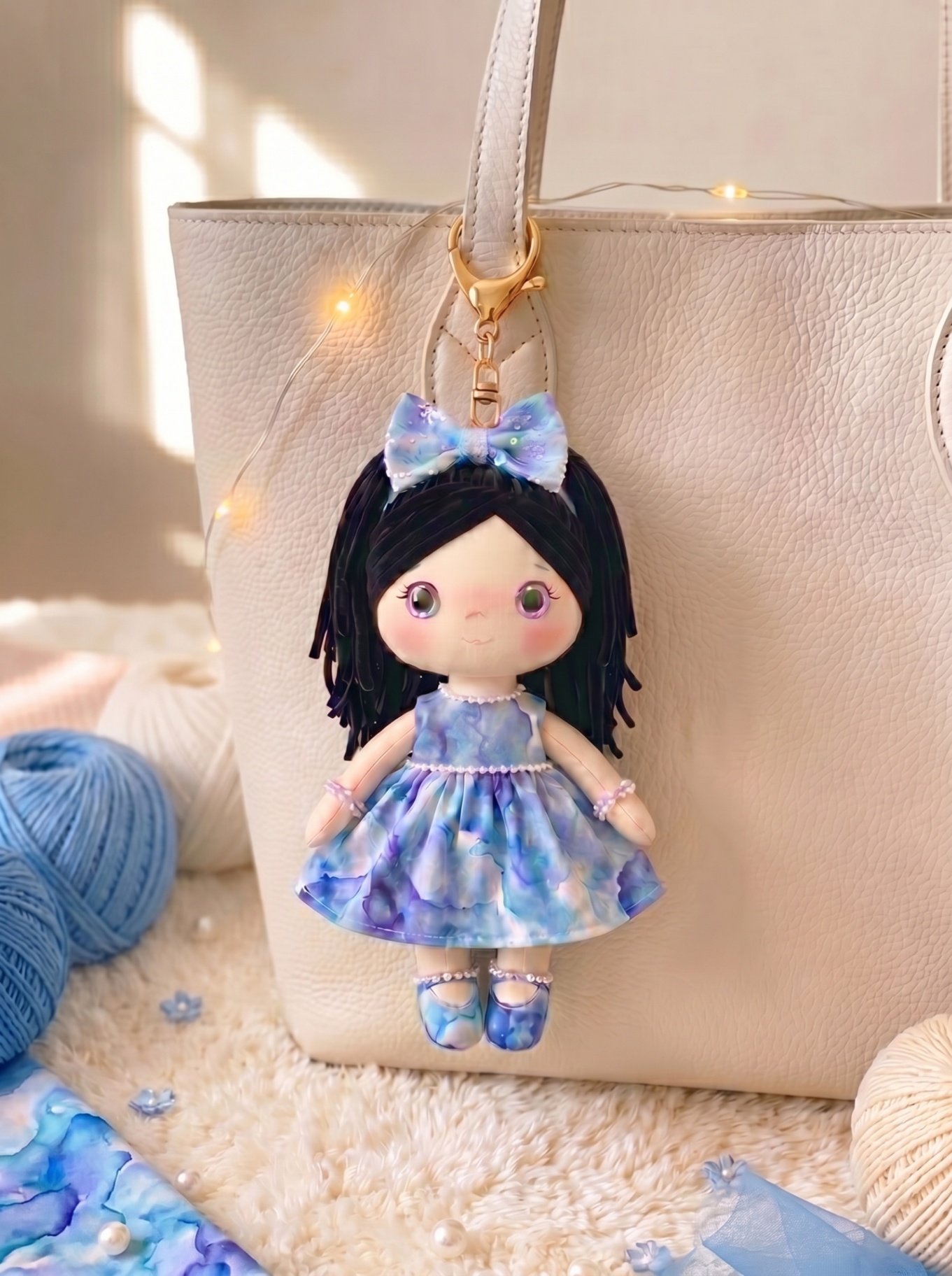 Ocean Dream bag charm with a gold clip clasp.
